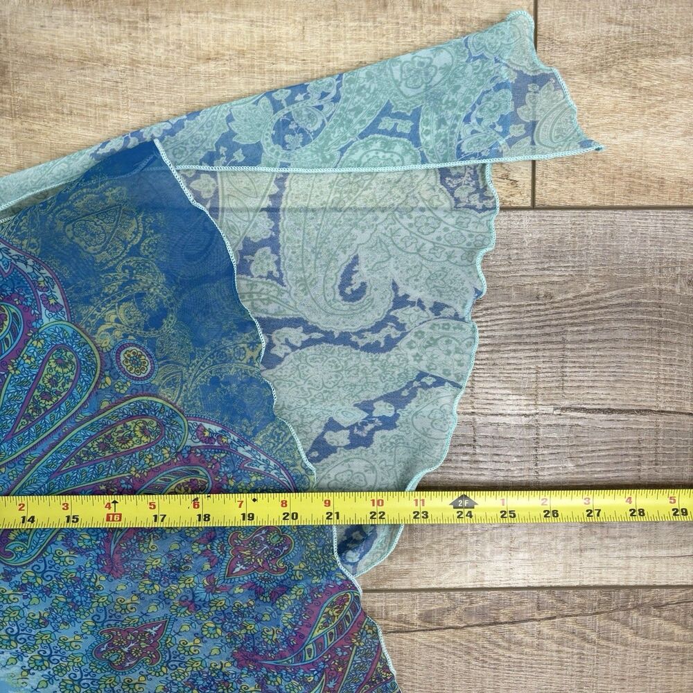 Vtg Y2K Asymmetric Women Fairy Grunge Sheer Skirt Sz L Paisley Blue Artsy Unique - Picture 11 of 11